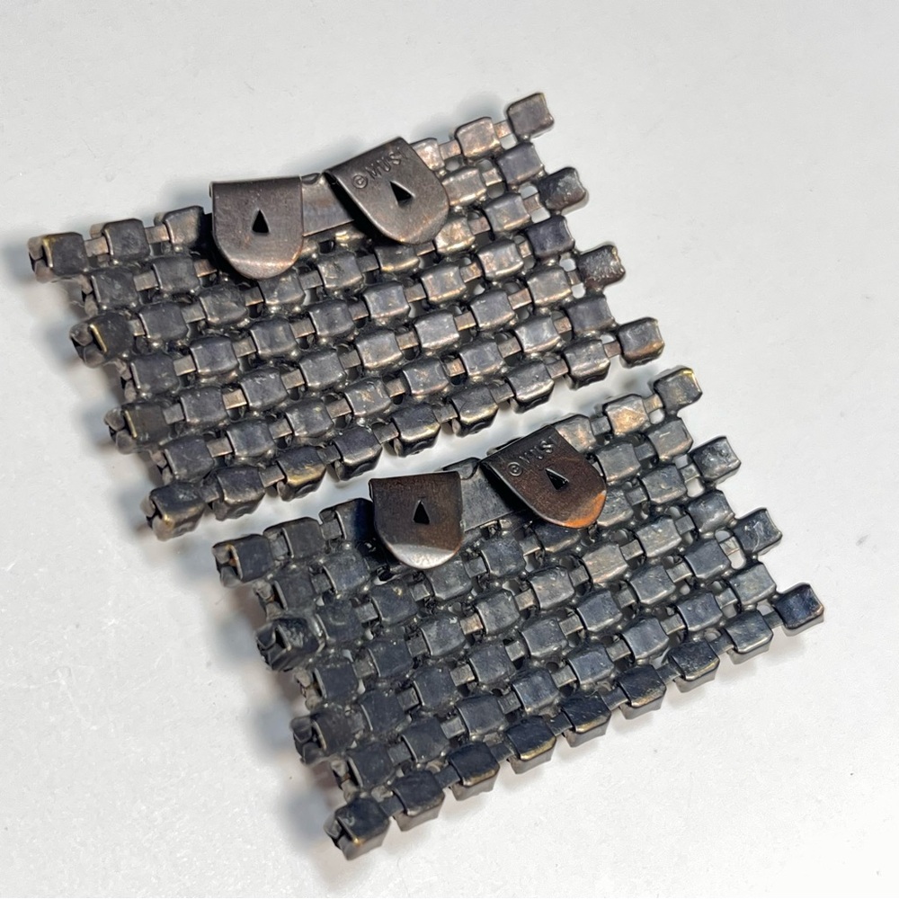 Vintage Musi Black Rhinestone Rectangle Shoe Clips Set - Picture 2 of 5